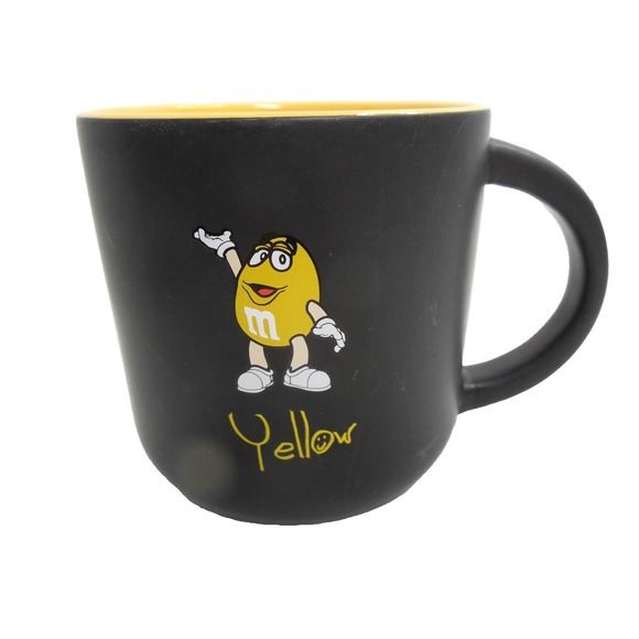 M&M's World MARS Candy YELLOW Black COFFEE MUG 12 oz